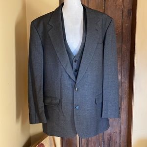 THOMAS CHURCHILL Size 46L Suit Blazer + Vest Gray 2-Button Virgin Wool Canada